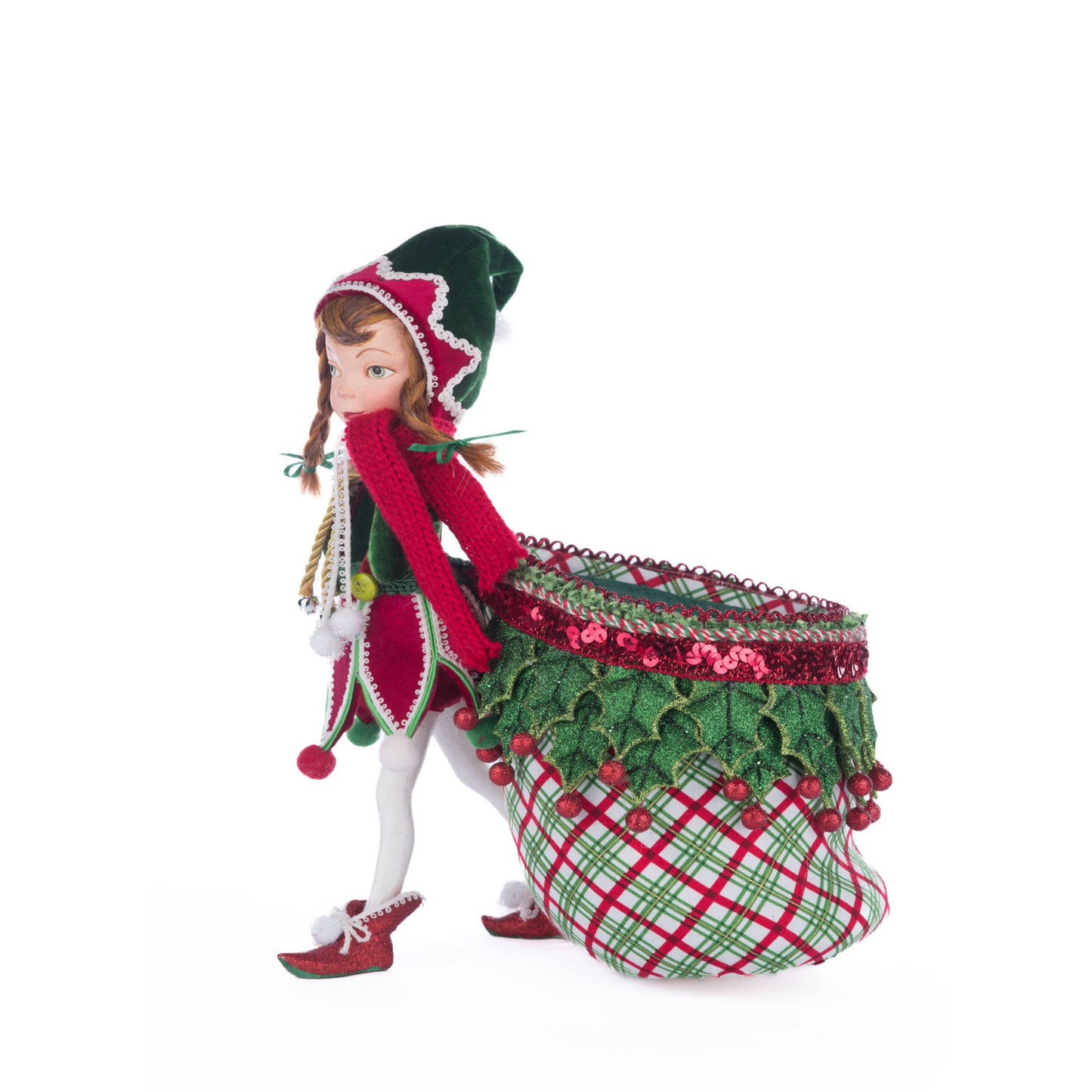 Village Of Holly Woods 2024 Winter Snowdrop Elf With Bag, 12.5-Inch