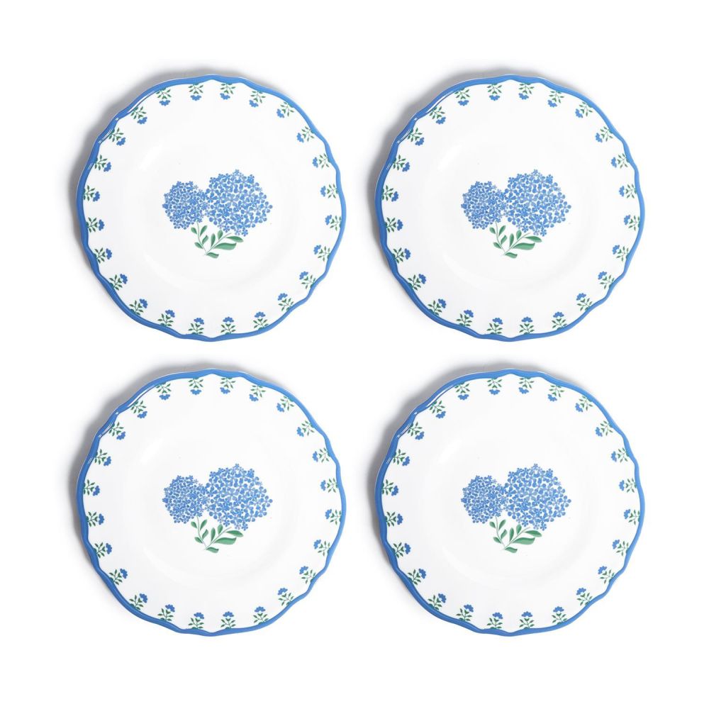 Two's Company 4-Piece 9" Unbreakable Melamine Hydrangea Salad/Dessert Plates