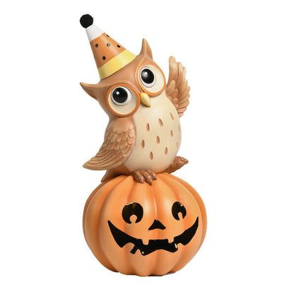 December Diamonds Candy Corn Halloween 14" Owl With Candy Corn, Multicolor
