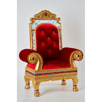 Katherine's Collection 2022 Chinoiserie Santa Chair Figurine, 14.75"x8"x20" Red Resin