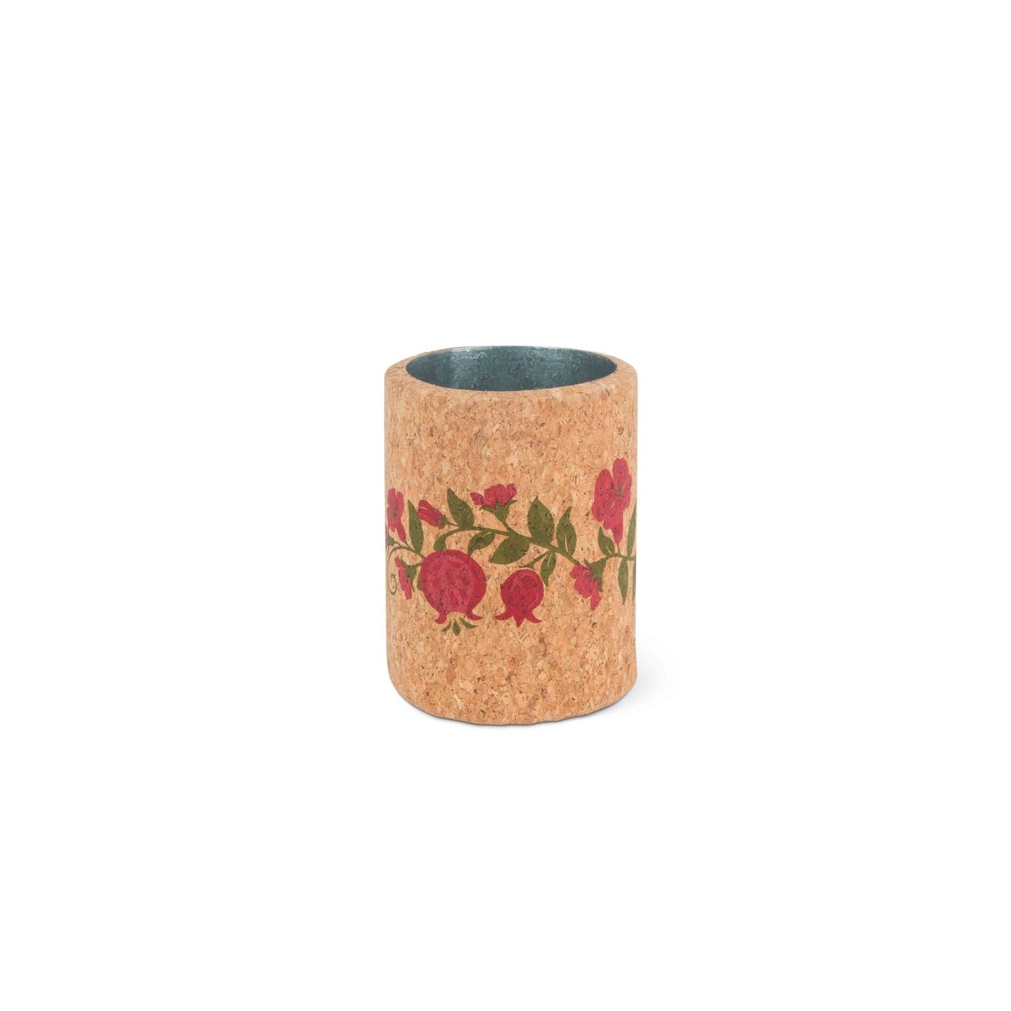 Gerson 7.5"H Pomegranate Wrapped Pattern Cork Wine Chiller With Metal Insert
