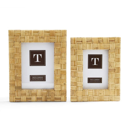 Two's Company Set of 2 Rattan Photo Frames Includes 2 Designs/Sizes