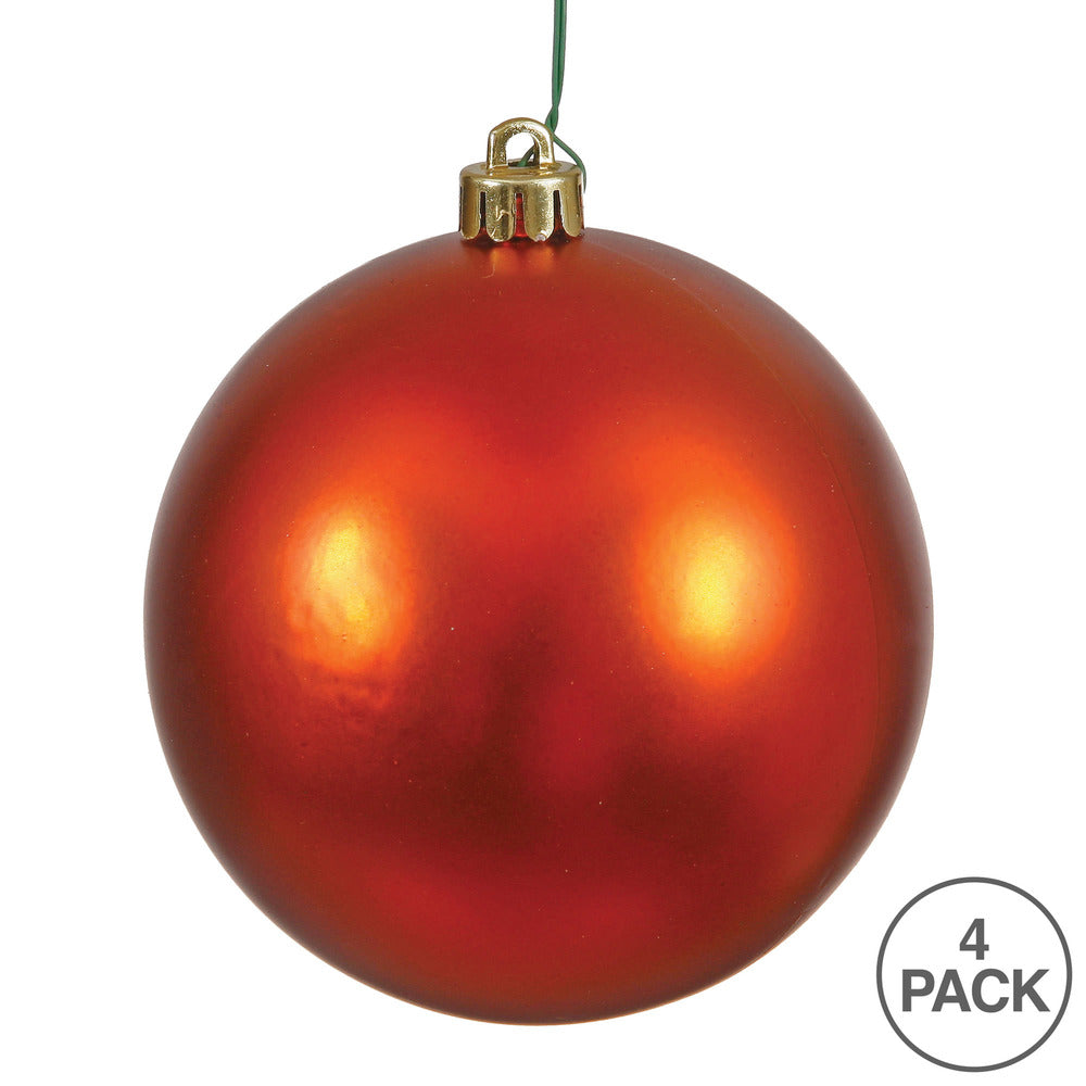 Vickerman 6" Burnished Orange Matte Ball Ornament, 4 per Bag, Plastic