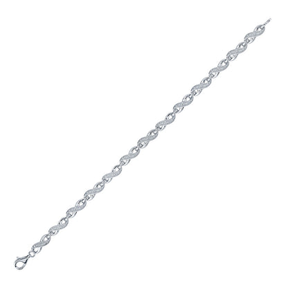 GND Sterling Silver Womens Round Diamond Infinity Bracelet .01 Cttw