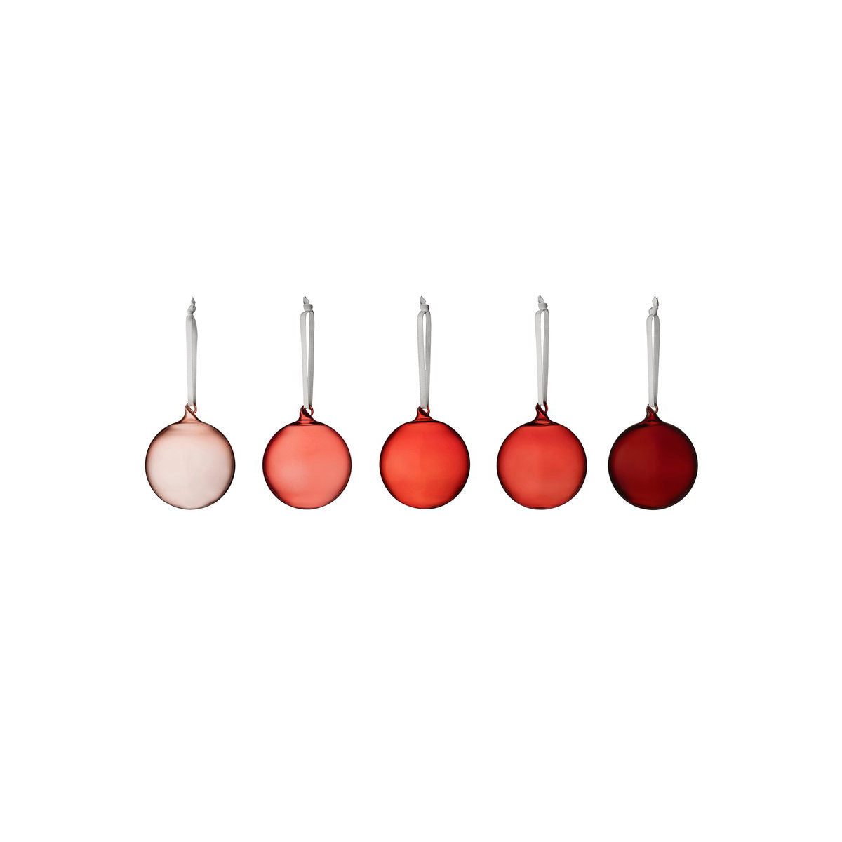 Iittala Glass Ball, 1.5 inches, Set of 5, Red, Mouthblown Glass