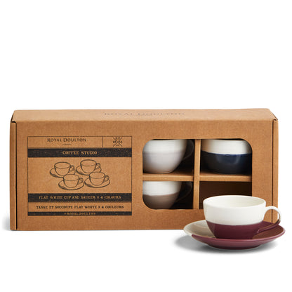 Royal Doulton 1815 Coffee Studio Flat White Cup & Saucer 5.5floz, Set of 4