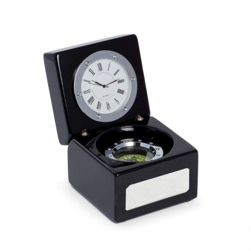 Bey Berk Compass and Clock in Black Hinged Box