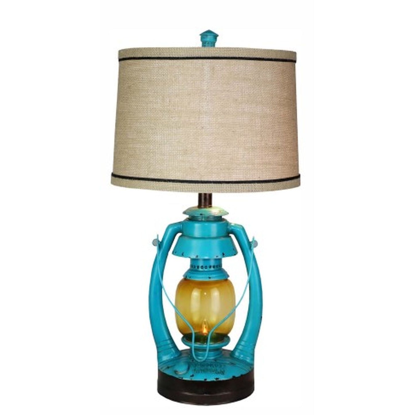 Vintage Direct 26"H Vintage Lantern Table Lamp Turquoise