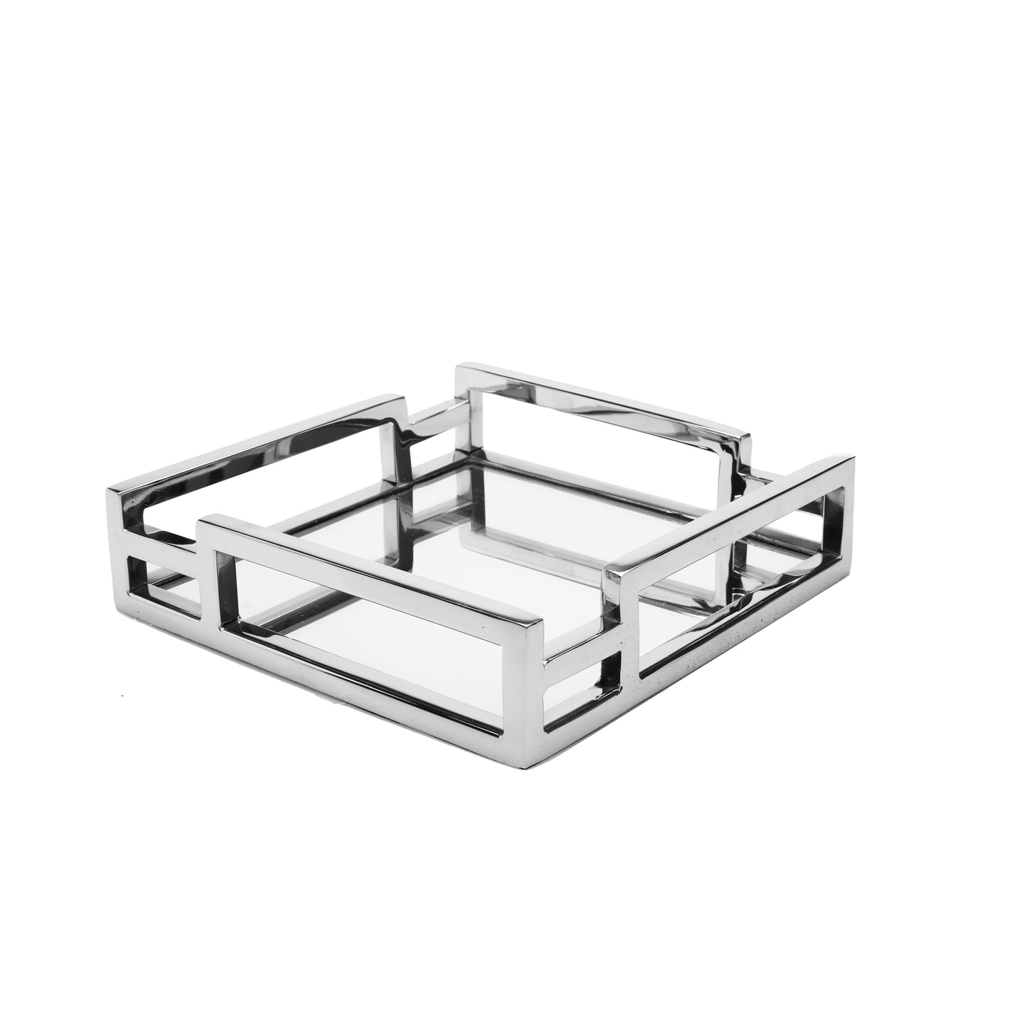 Classic Touch 7.75" Square Mirror Napkin Holder With Layered Loop Design