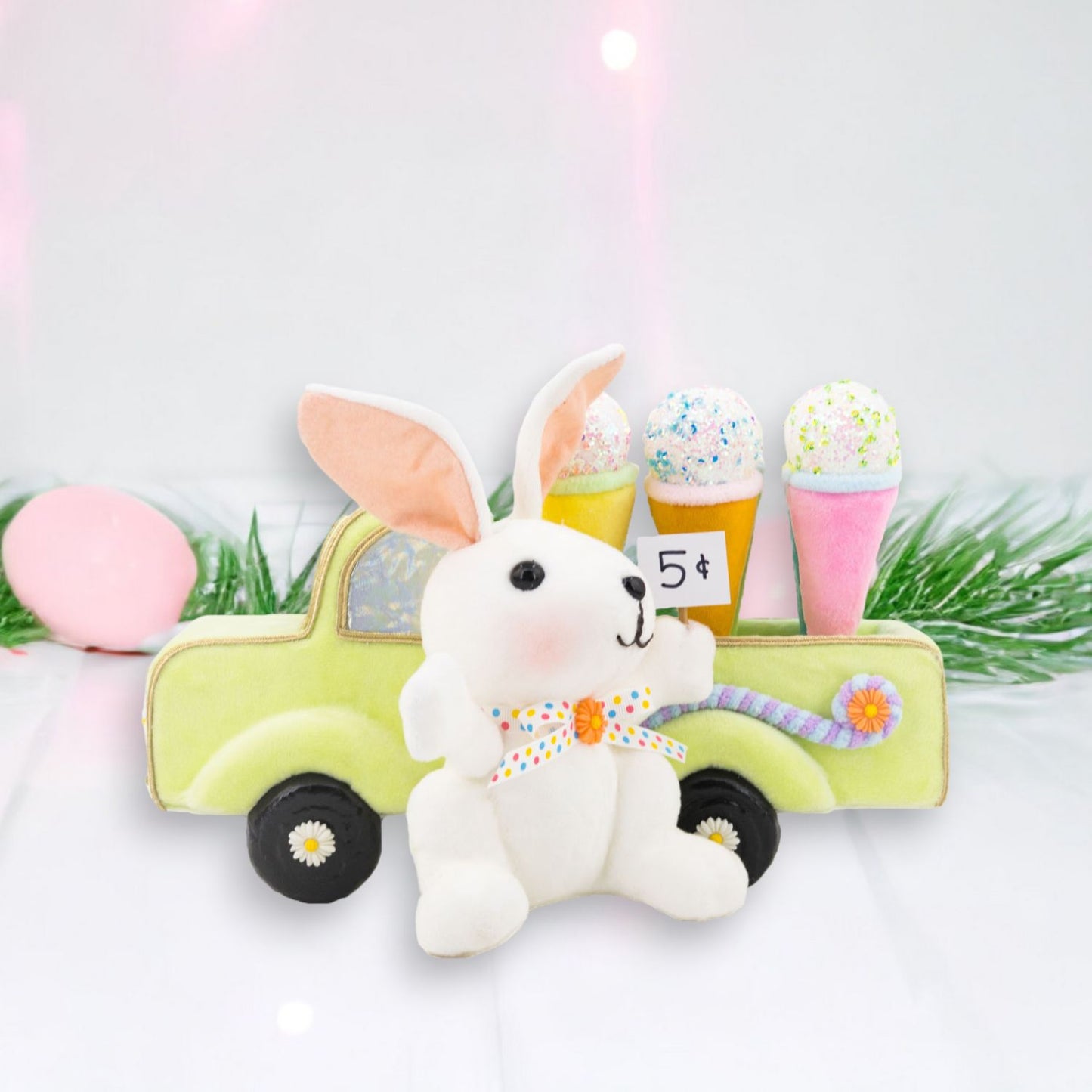 December Diamonds Eggstra Sweet Bunny With Ice Cream Truck Figurine, Multicolor