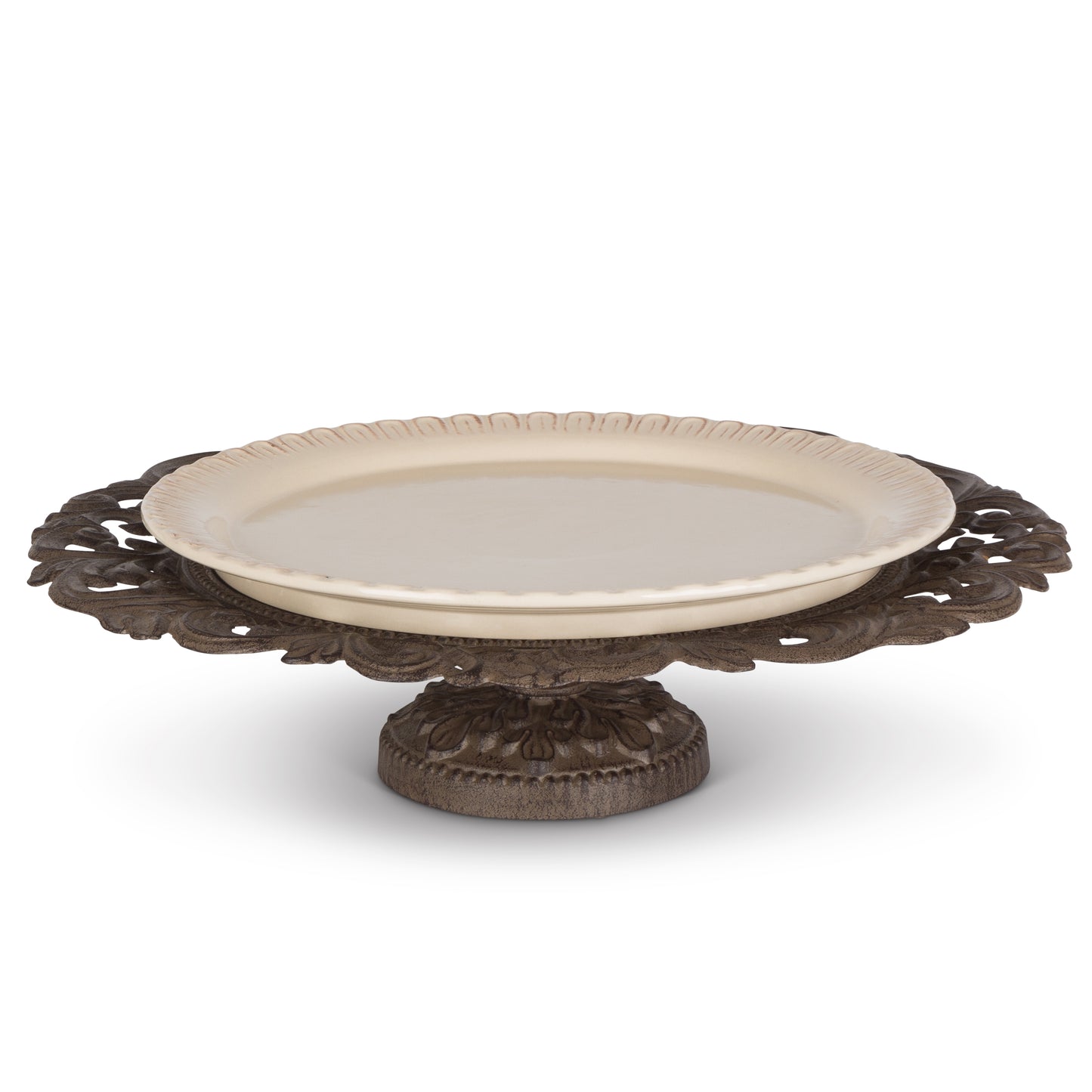 Gerson Company GG Collection Acanthus Leaf Serving Platter With Ceramic Plate