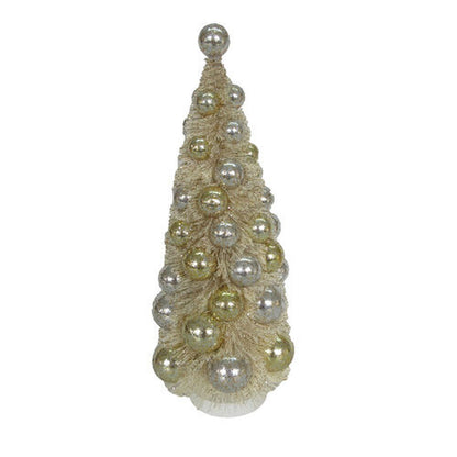 December Diamonds Winter Melody Cream Sisal Tree With Glold/Champagne Balls