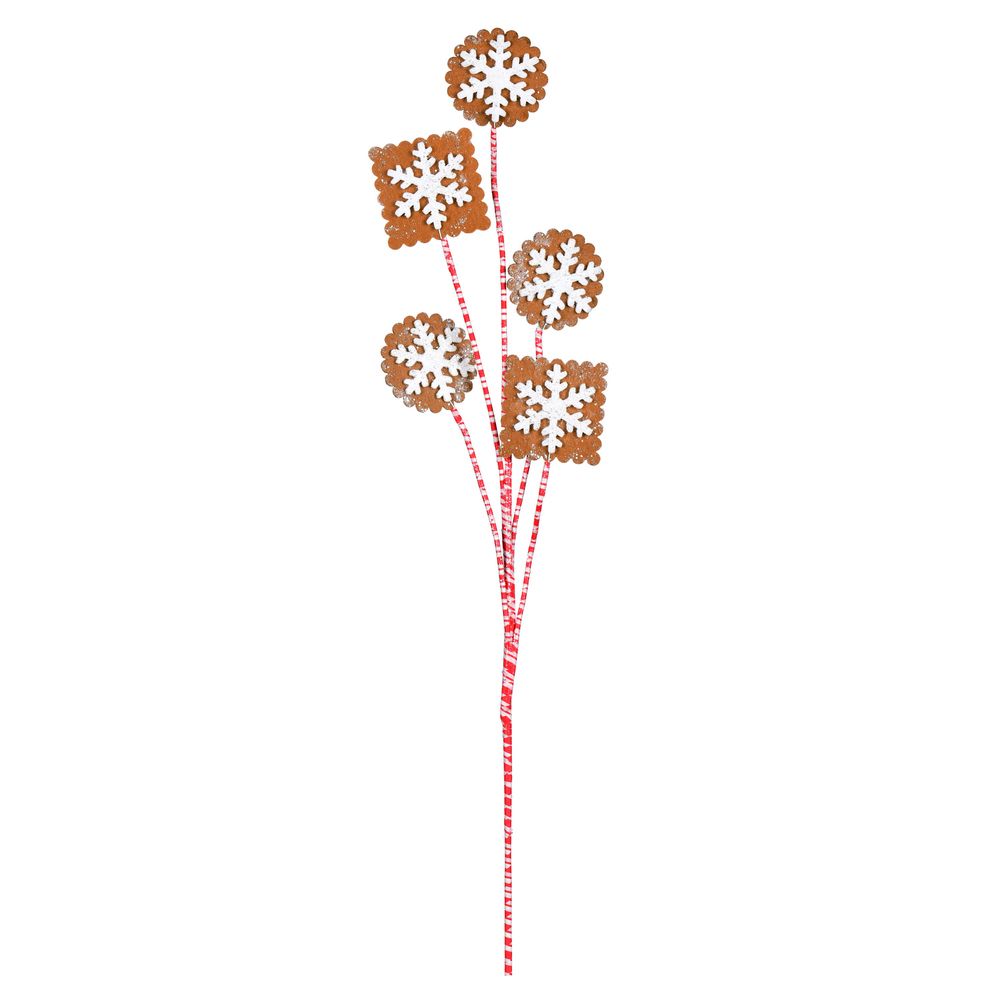 Vickerman Gingerbread Snowflake Christmas Spray Includes 6 Sprays per Pack