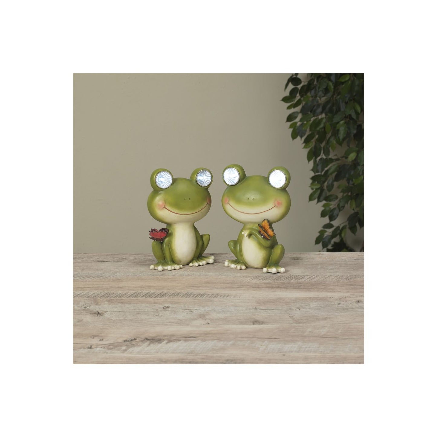 Gerson Company 8"H Solar Lighted Resin Frog Figurine, 2 Assorted