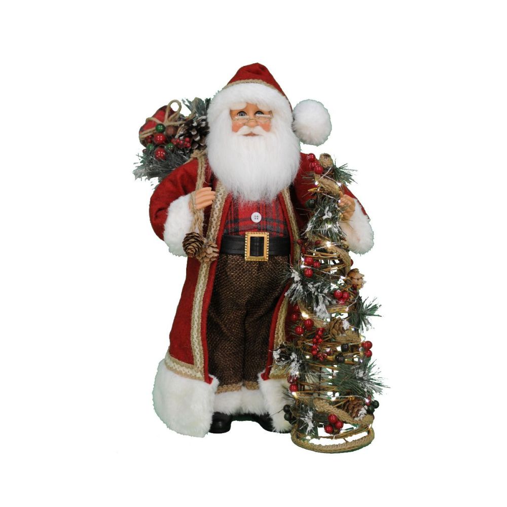 Karen Didion Originals Lighted Woodland Pine Santa Figurine, 17 Inches