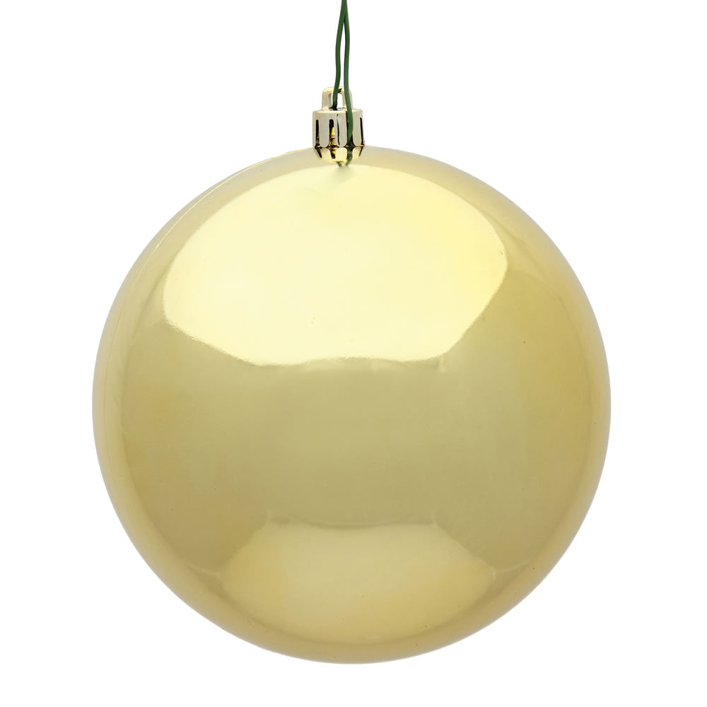 Vickerman 4.75" Gold Shiny Ball Ornament, 4 per Bag, Plastic