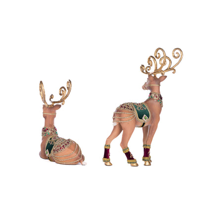 Katherine's Collection 2024 Christmas Castle Deer Assrt. Of 2, 15-Inch Table Top