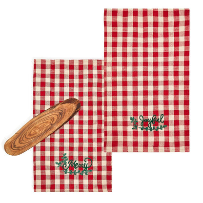 Two's Merry Charcuterie Serving Board Dish / Kitchen Towel Assorted 2 Designs