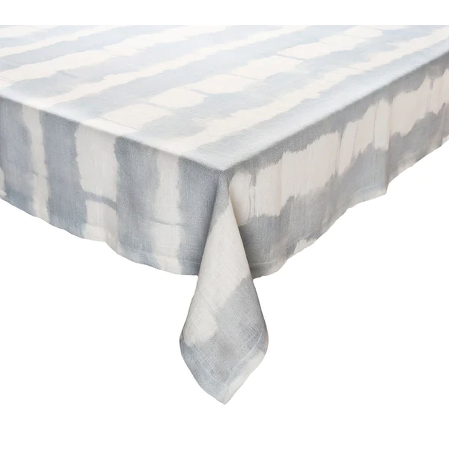 Kim Seybert Watercolor 54 x 110" Stripe Tablecloth in White, Blue & Gray