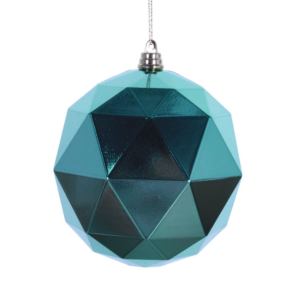 Vickerman 6" Shiny Geometric Ball Ornament, 4 Per Bag