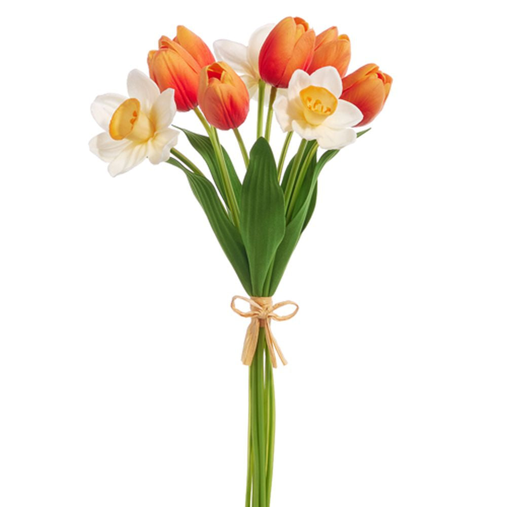 Raz Imports 2024 The Flower Shop 15" Real Touch Tulip And Daffodil Bouquet