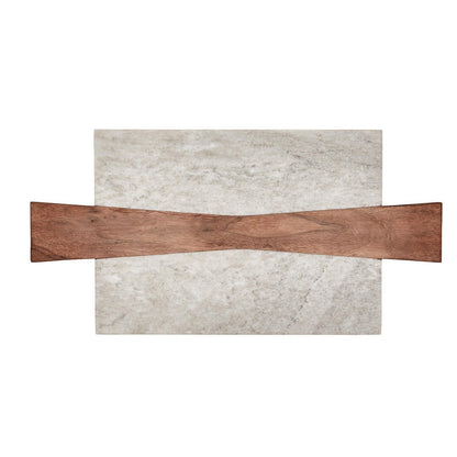 Perfectly Polished Marble Charcuterie Cheese Board With Acacia Wood Accent.