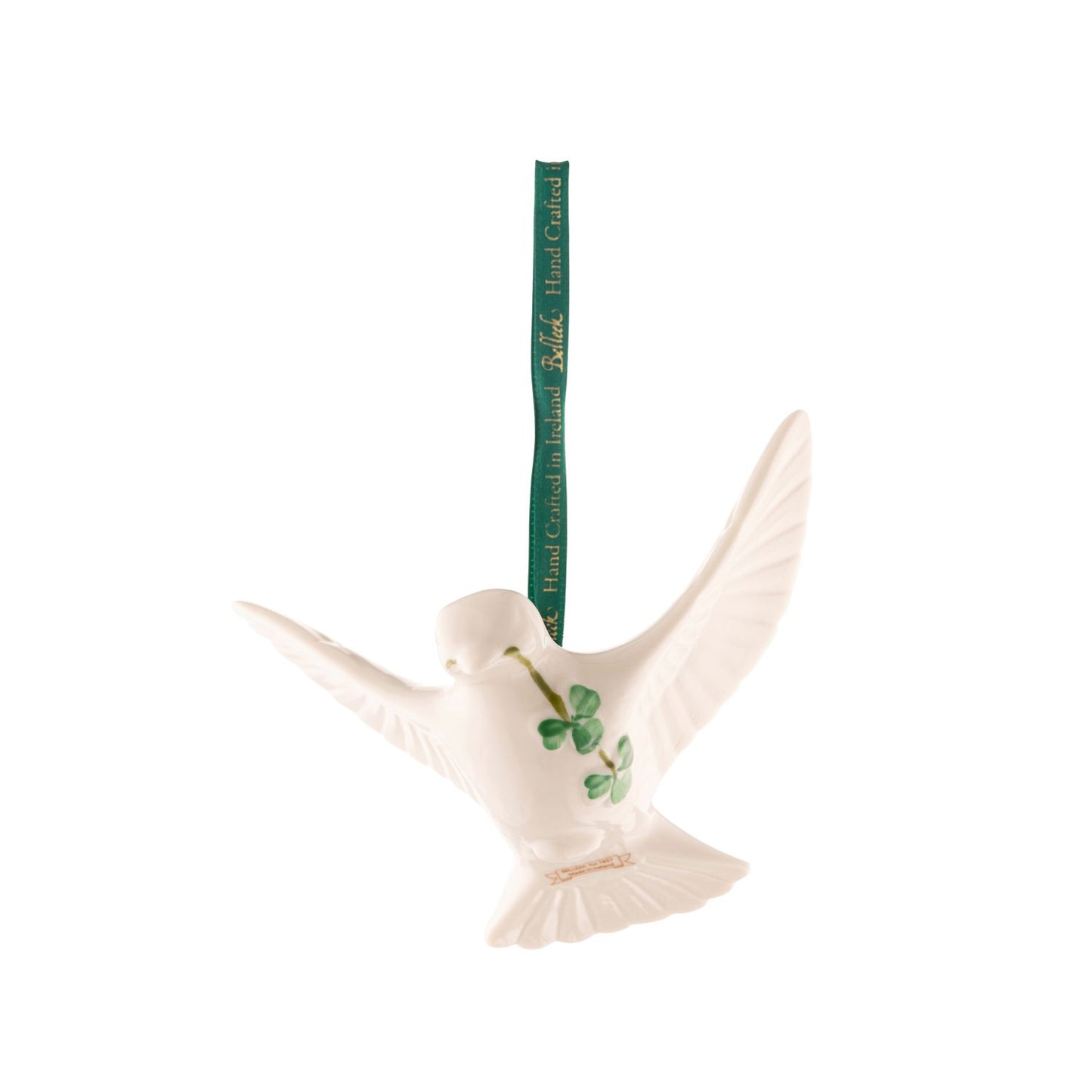 Belleek Classic Christmas Ornaments - Dove Ornament, 3.5”(L) x 4.6”(W) x 3.3”(H)