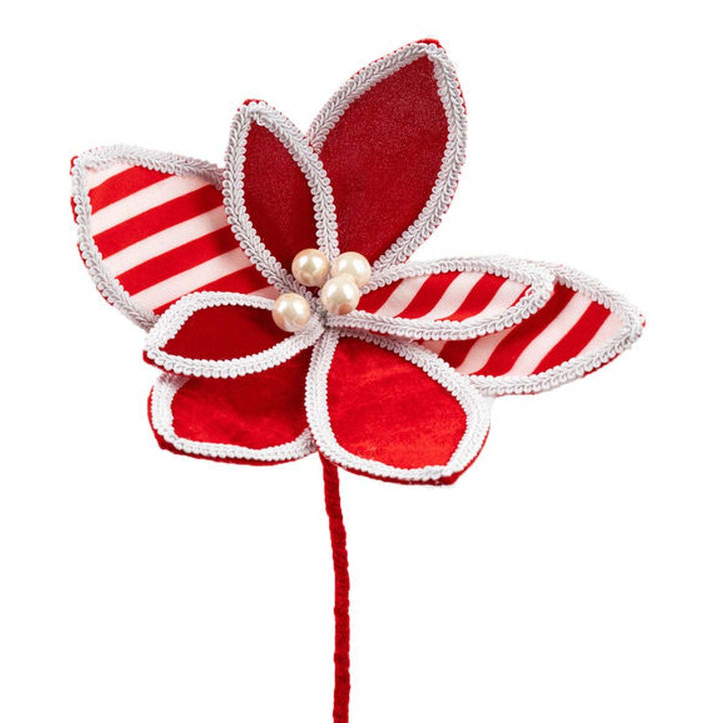 December Diamonds Candy Cane Lace 15In Candy Flower Pick