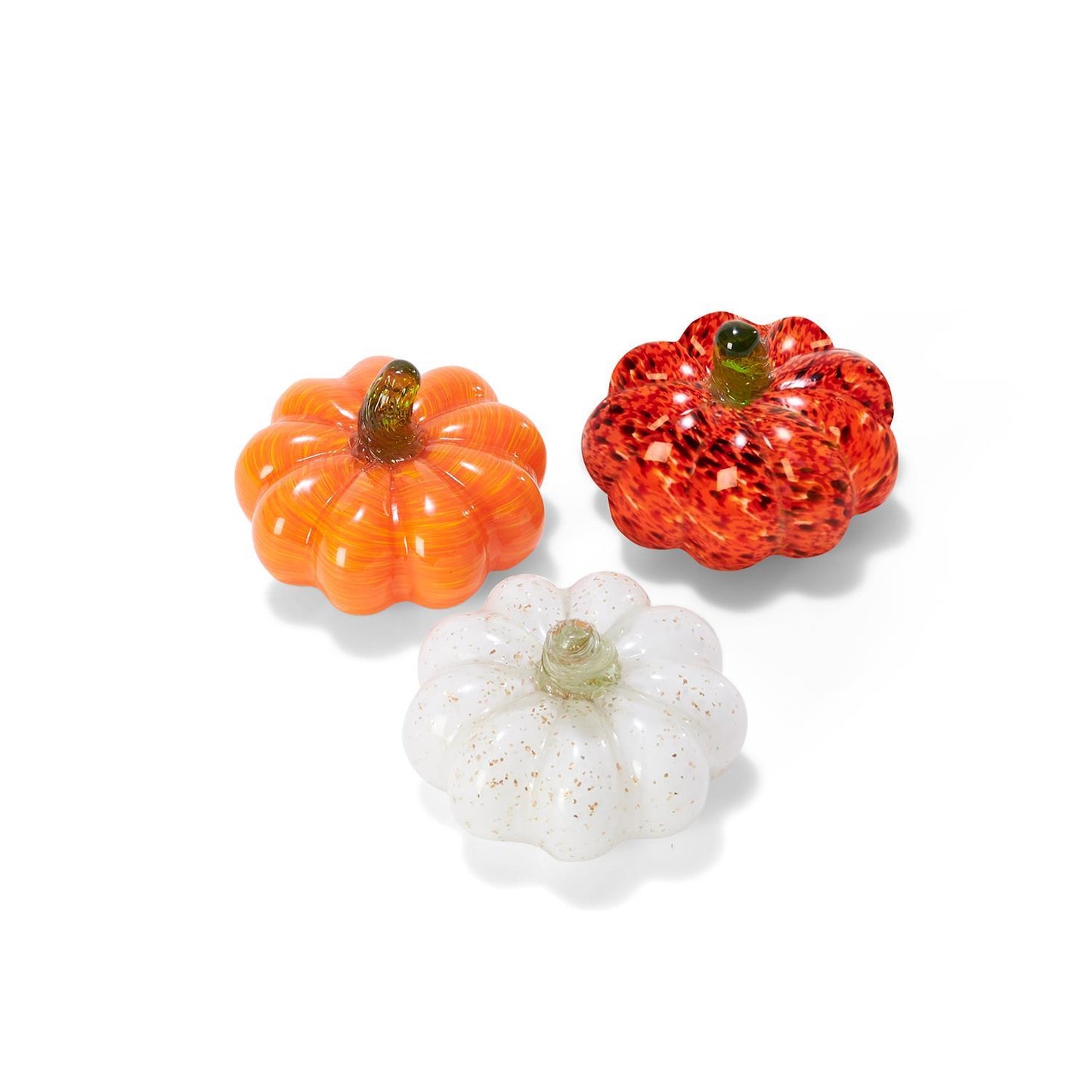Two's Company Glass Mini Pumpkins Assorted of 3 Colors
