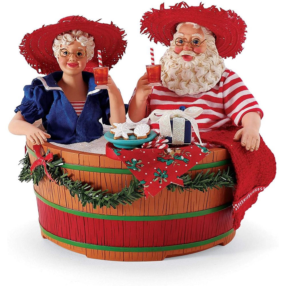 Enesco By The Sea Santa and Mrs. Claus Hot Tub Party Figurine, 8"