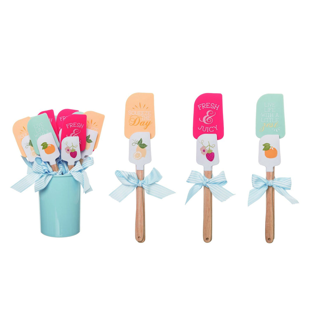 Transpac Silicone Berry Large/Small Spatula Gift Sets, Set Of 12