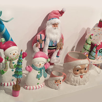 December Diamonds North Pole Sweet Shoppe Pink Santa Head Planter