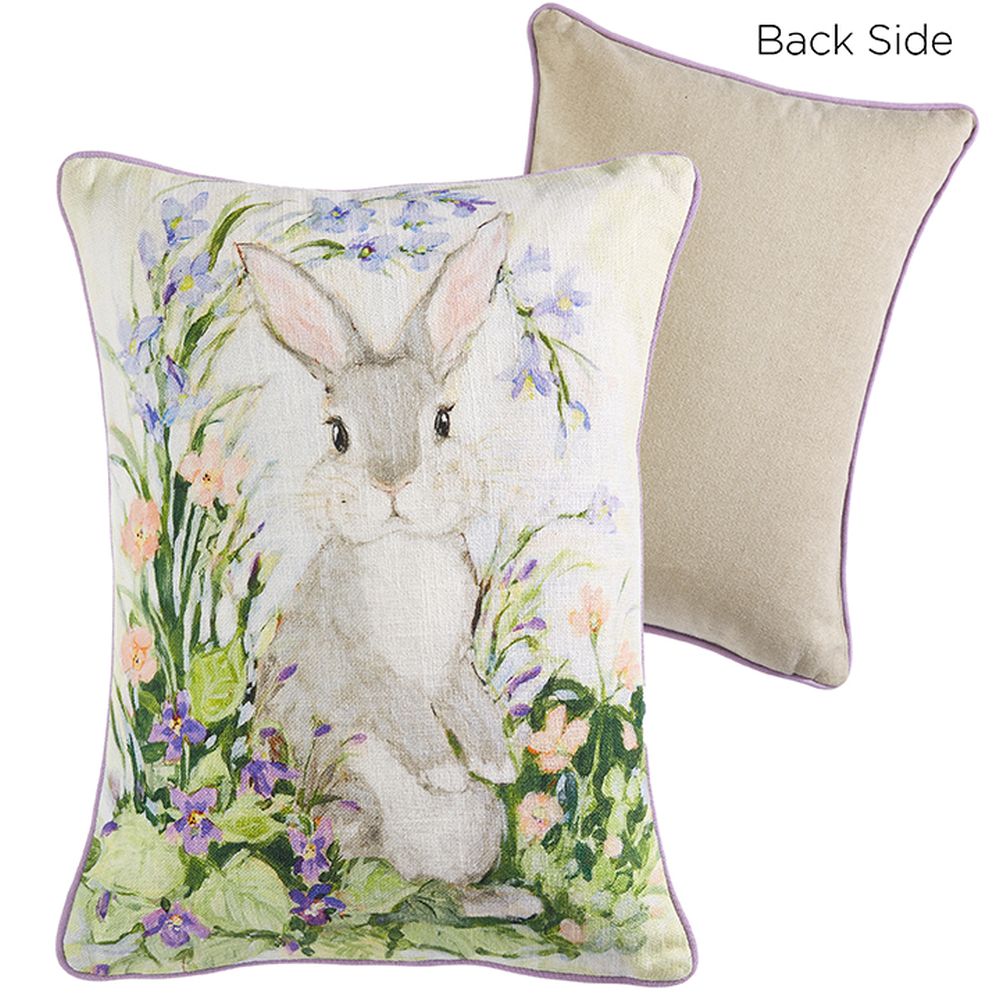 Raz Imports 2023 The Meadow 16" Field Of Flowers Bunny Pillow