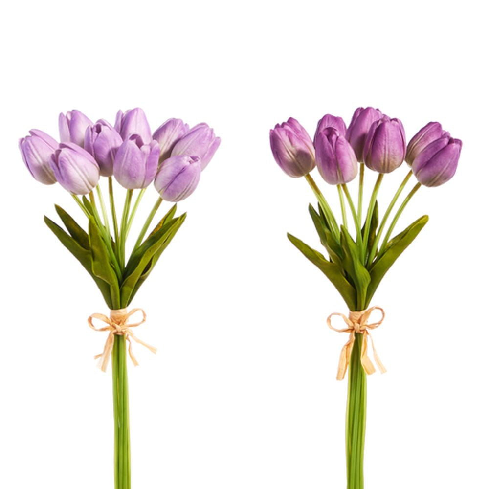Raz Imports 2024 The Flower Shop 15" Real Touch Purple Tulip Bundle, Asst of 2