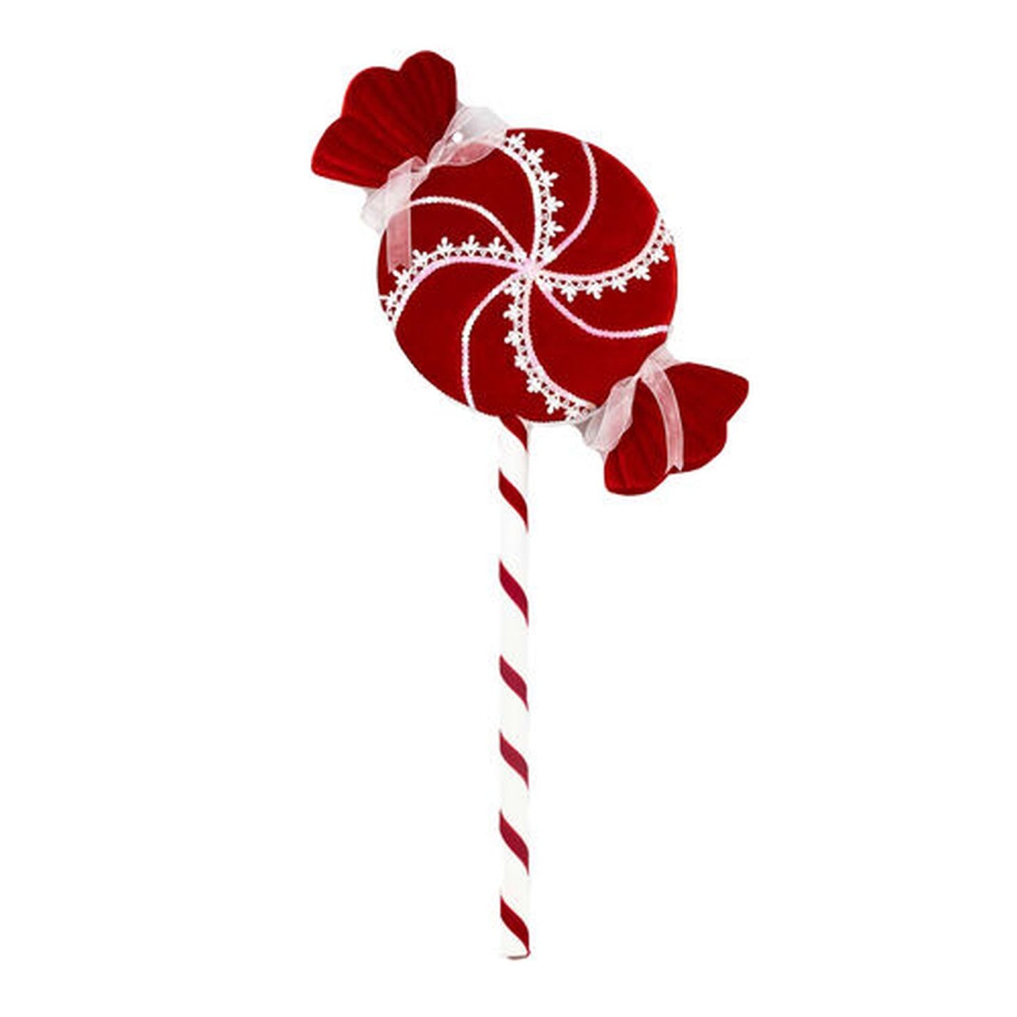December Diamonds Candy Cane Lace Red/Lace Lollipop Pick