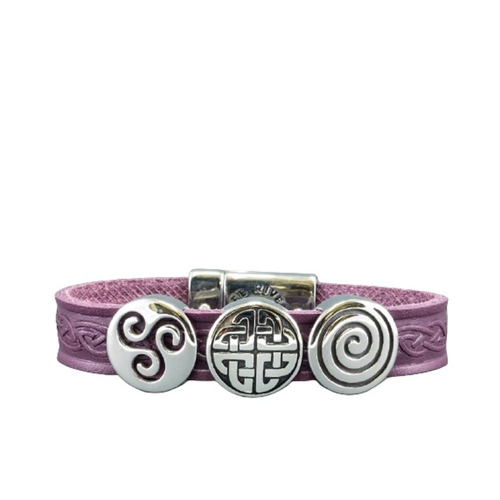 Lee River Leather Aoife 3 Charm Magnetic Cuff Bracelet Purple - Made in Ireland