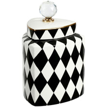 Load image into Gallery viewer, Mark Roberts Spring 2022 Harlequin Jar with Lid, Black/White