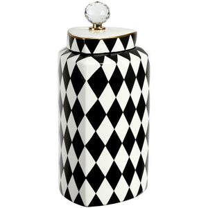Mark Roberts Spring 2022 Harlequin Jar with Lid, Black/White