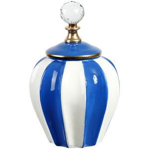 Mark Roberts Spring 2022 Classic Stripe Vase with Lid, Blue