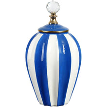 Load image into Gallery viewer, Mark Roberts Spring 2022 Classic Stripe Vase with Lid, Blue