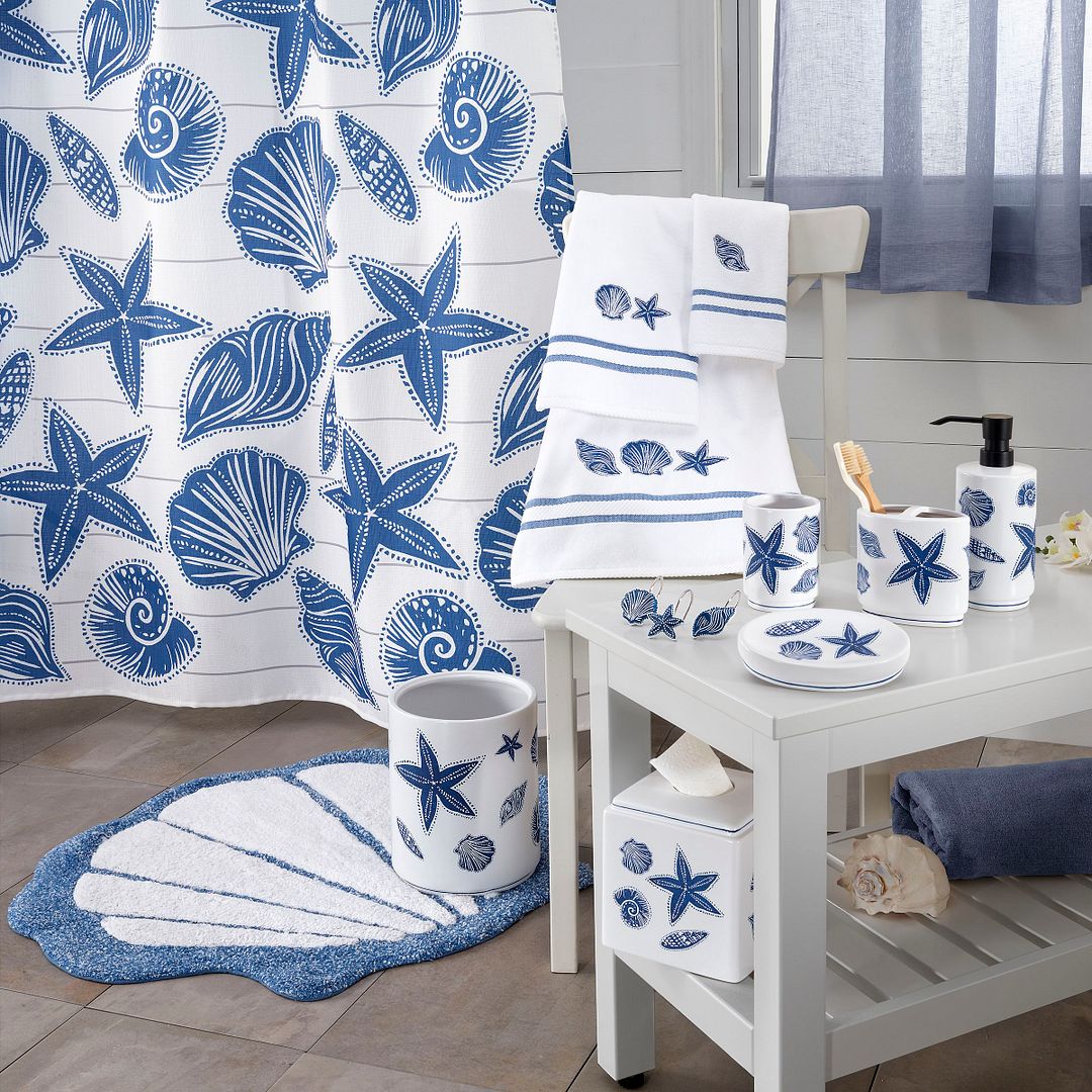 Avanti Linens Ibiza Shower Curtain - White/Blue