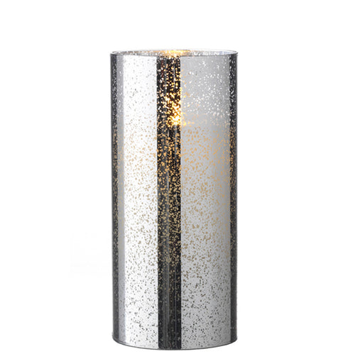 Raz Imports Moving Flame Silver Mercury Glass Candle