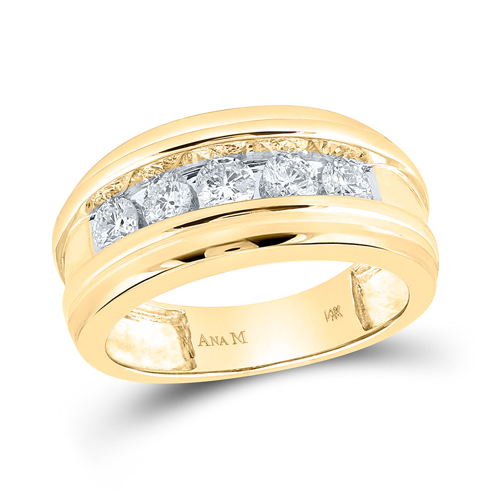 GND 14kt Yellow Gold Mens Round Diamond Wedding Channel Set Band Ring 1 Cttw by GND