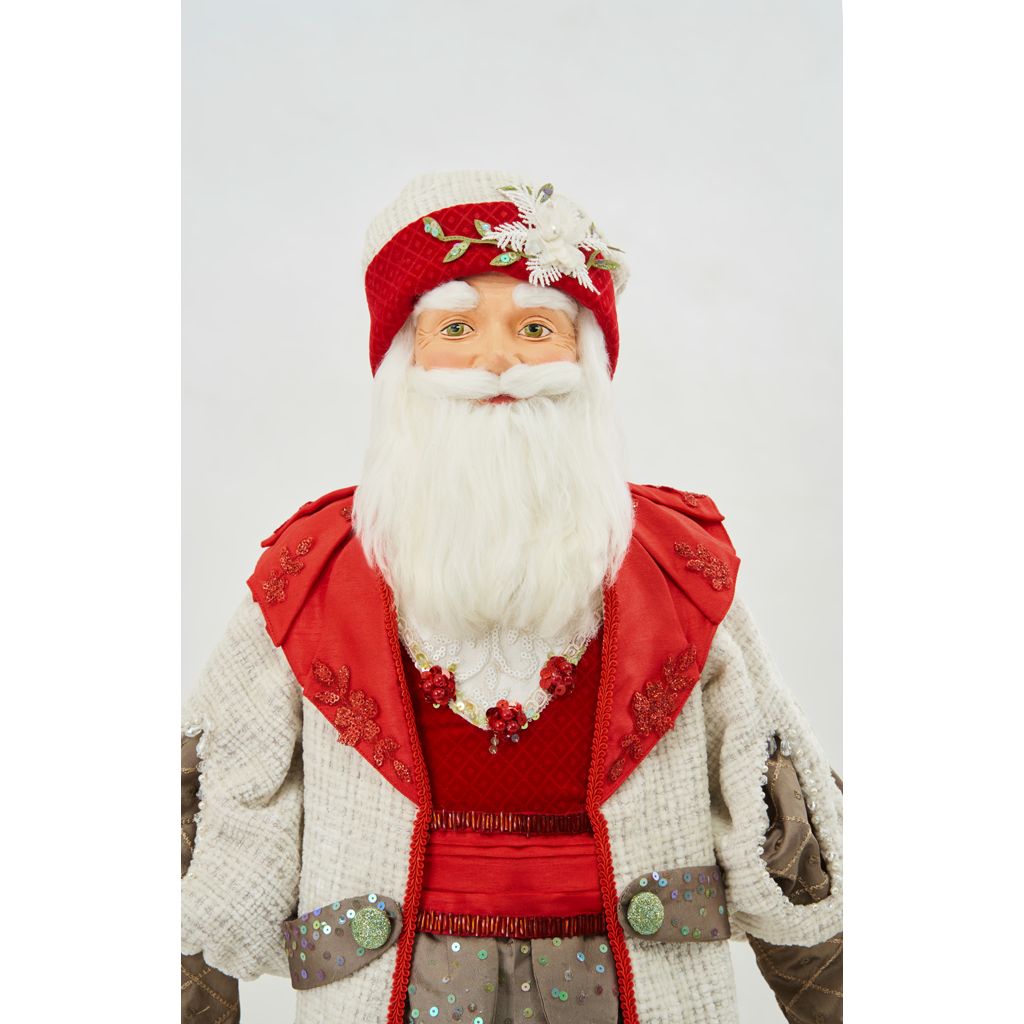 Katherine's Collection 2022 Mistletoe Magic Santa Doll White Polyester
