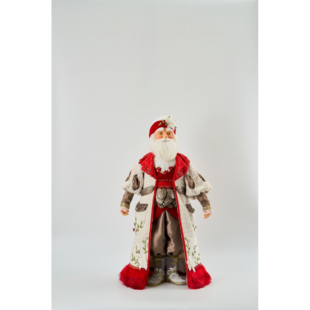 Katherine's Collection 2022 Mistletoe Magic Santa Doll White Polyester