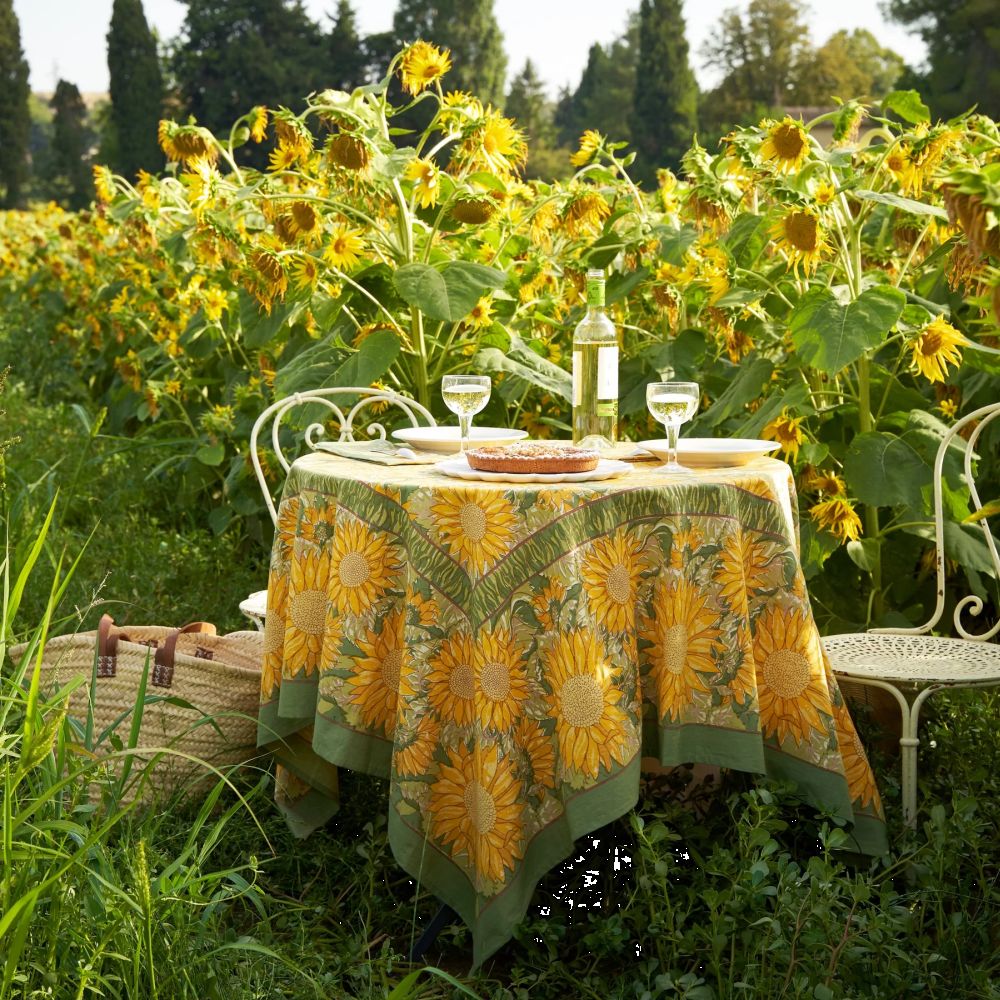 Couleur Nature Sunflower Yellow/Green Tablecloth