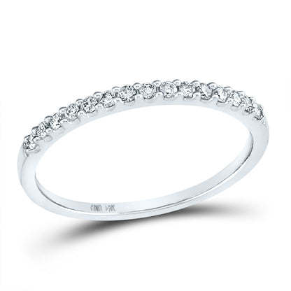 GND 14kt White Gold Womens Round Diamond Wedding Single Row Band 1/6 Cttw by GND