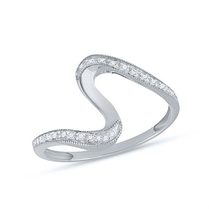 GND 10kt White Gold Womens Round Diamond S Curve Band Ring 1/20 Cttw by GND