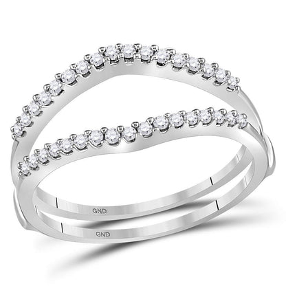 GND 14kt White Gold Round Diamond Ring Guard Wrap Enhancer Wedding Band 1/4 Cttw by GND