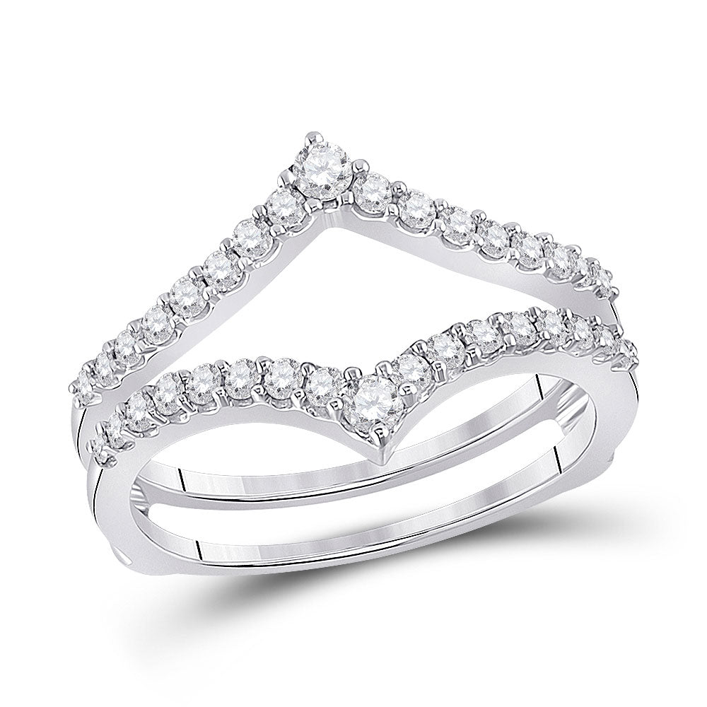 GND 14kt White Gold Round Diamond Ring Guard Wrap Enhancer Wedding Band 1/2 Cttw by GND